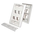 Quest Technology International Keystone Wall Plate W/ Icon Slots & Tabs, White - 4 Ports, Angled-Port NFP-3048